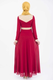 OzDuman - Red Hijab Dress 6586K - Thumbnail