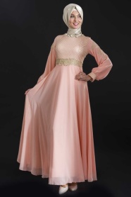 OzDuman - Salmon Pink Hijab Dress 6661SMN - Thumbnail