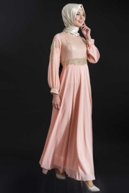 OzDuman - Salmon Pink Hijab Dress 6661SMN - Thumbnail