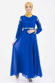 OzDuman - Sax Blue Hijab Dress 6651SX - Thumbnail