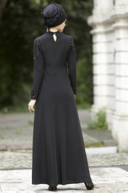 Siyah Tesettür Abiye Elbise 6990S - Thumbnail