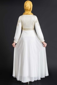 OzDuman - White Hijab Dress 6661B - Thumbnail