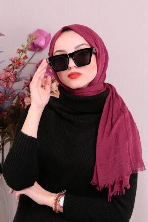 Pamuklu Saçaklı Bordo Şal 7462BR - 1