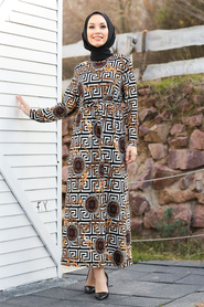 Patterned Hijab Dress 16834DSN - Thumbnail
