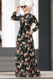 Patterned Hijab Dress 815237DSN - Thumbnail