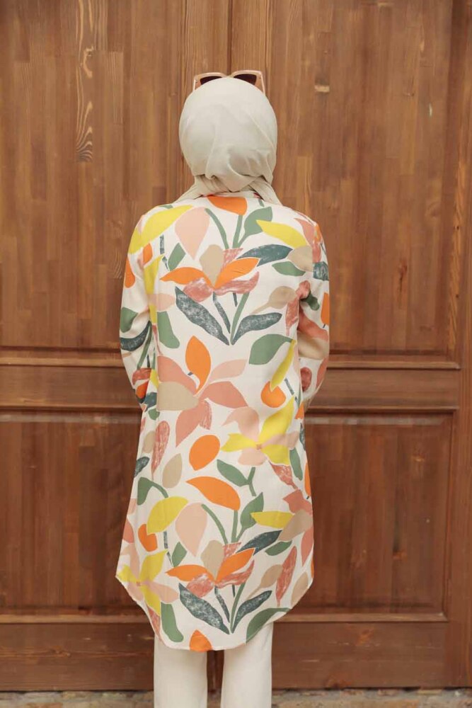Patterned Hijab Tunic 11580DSN - 3