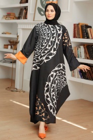 Patterned Hijab Turkish Abaya 63521DSN3 - Thumbnail