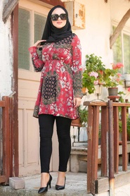 Patterned Hijab Tunic 3379DSN - Thumbnail