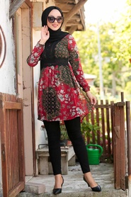 Patterned Hijab Tunic 33801DSN - Thumbnail