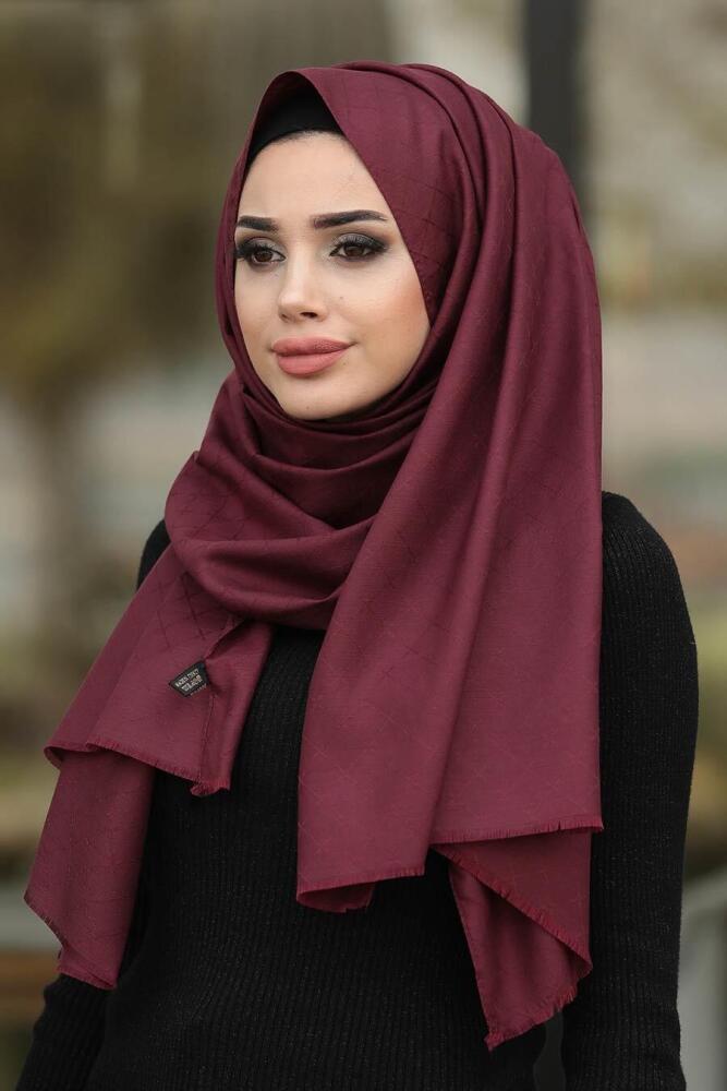 Patterned Mahgany Shawl 7511BR - 1