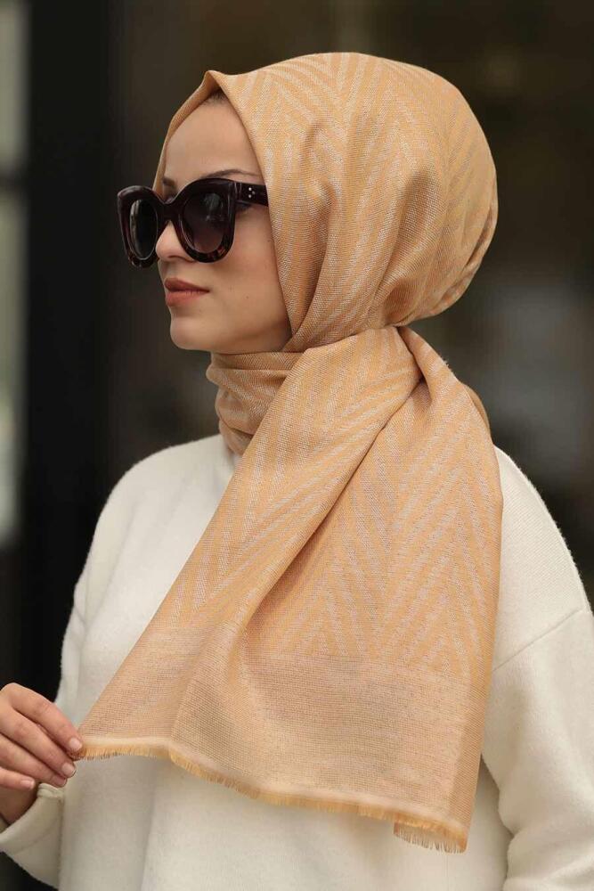 Patterned Mustard Hijab Shawl 7506HR - 1