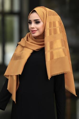 Patterned Mustard Shawl 7505HR - 1