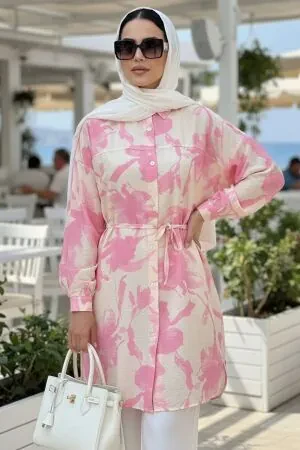 Patterned Pink Modest Tunic 26605P 