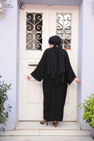 Payet Desenli Siyah Tesettür Elbise 21003S - 3