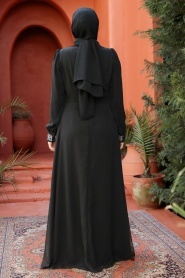 Pelerinli Siyah Tesettür Abiye Elbise 25876S - Thumbnail