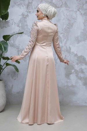 Pelerinli Siyah Tesettür Abiye Elbise 43381BS - 5