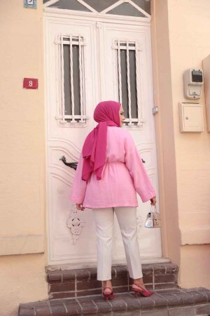 Pembe Tesettür Kimono 19032P - 3
