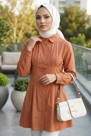 Pens Detaylı Taba Tesettür Tunik 10500TB 