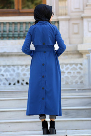 Petrol Blue Hijab Coat 21190PM - Thumbnail