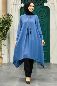 Petrol Blue Hijab Tunic 24460PM - Thumbnail