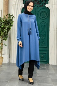 Petrol Blue Hijab Tunic 24460PM - Thumbnail