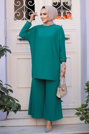 Petrol Green Hijab Suit Dress 41502PY - 2