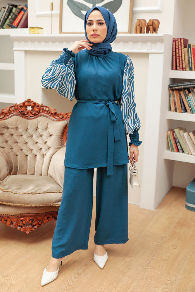 Petrol Mavisi Hijab Suit Dress 4837PM - 1