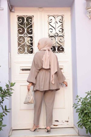 Pile Detaylı Vizon Tesettür İkili Takım 19031V - 4