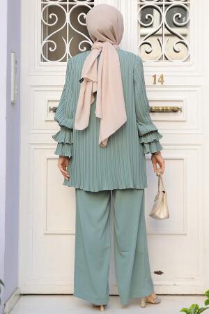 Pileli Çağla Yeşili Tesettür İkili Takım 17301CY - 3