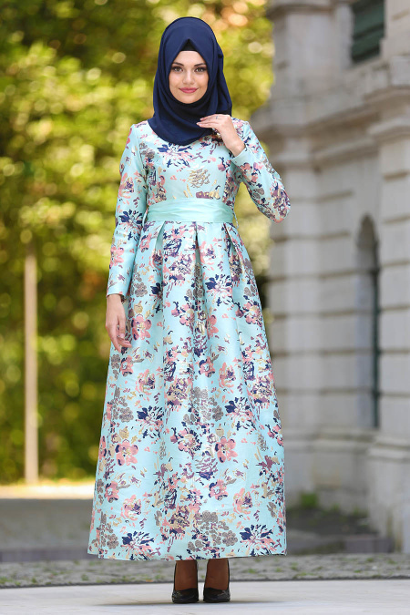 Neva Style - Stylish Mint Muslim Bridal Dress 24413MINT