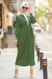 Pistachio Green Hijab Abaya 77960FY - Thumbnail