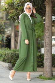 Pistachio Green Hijab Coat 36440FY - Thumbnail