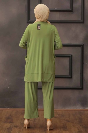 Pistachio Green Hijab Dual Suit Dress 50150FY - 2