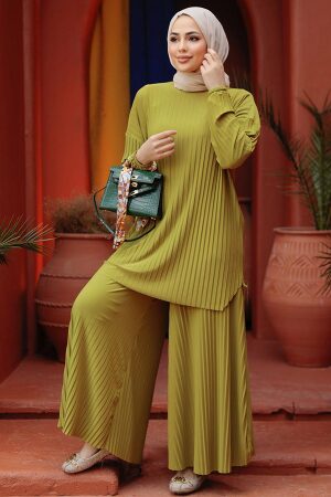 Pistachio Green Hijab Suit Dress 41502FY - 3