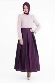 Pita - Dark Purple Taffeta Skirt 1741-05MU - Thumbnail