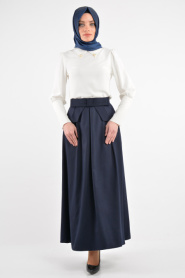 Pita - Navy Blue Hijab Skirt 1888-2L - Thumbnail