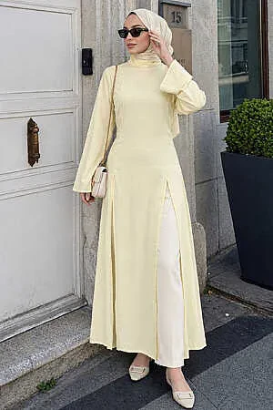 Plain Yellow Slit-Detail Modest Tunic 52370SR 
