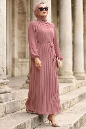 Pleated Dusty Rose Modest Dress 30301GK 