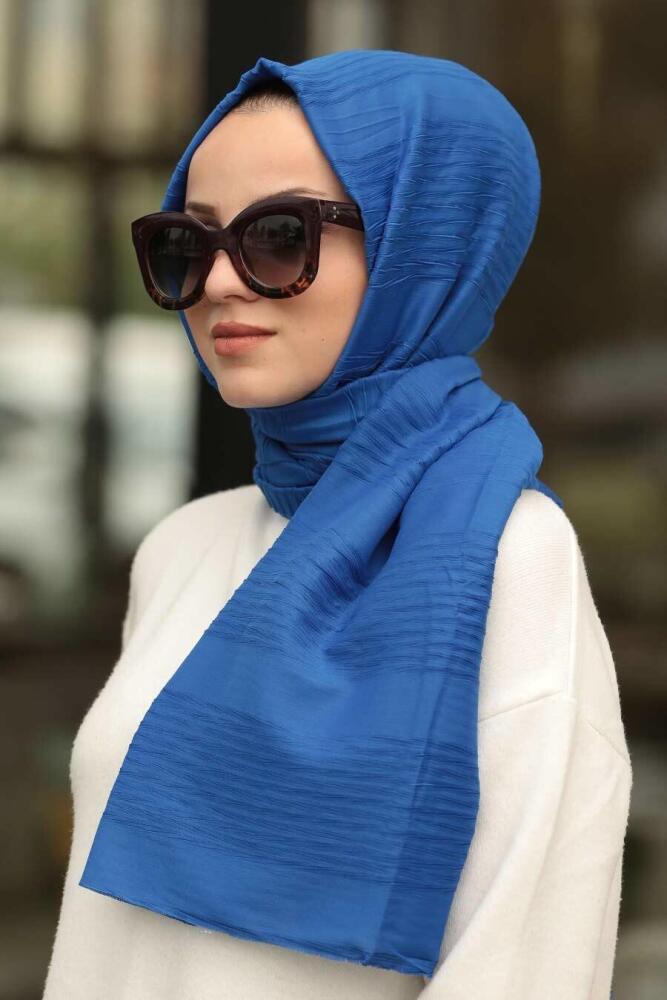Pleated Royal Blue Shawl 7504SX - 1