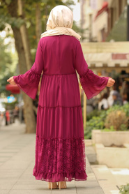 Plum Color Hijab Dress 100415MU - Thumbnail
