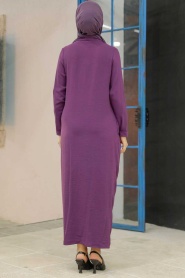 Plum Color Hijab Dress 34281MU - Thumbnail