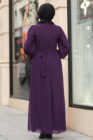 Plum Color Hijab Dress 51202MU - Thumbnail