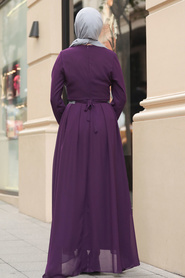 Plum Color Hijab Dress 51231MU - Thumbnail