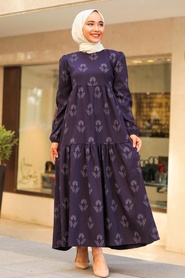 Plum Color Hijab Dress 5180MU - Thumbnail