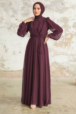 Plum Color Hijab Dress 5796MU - 1
