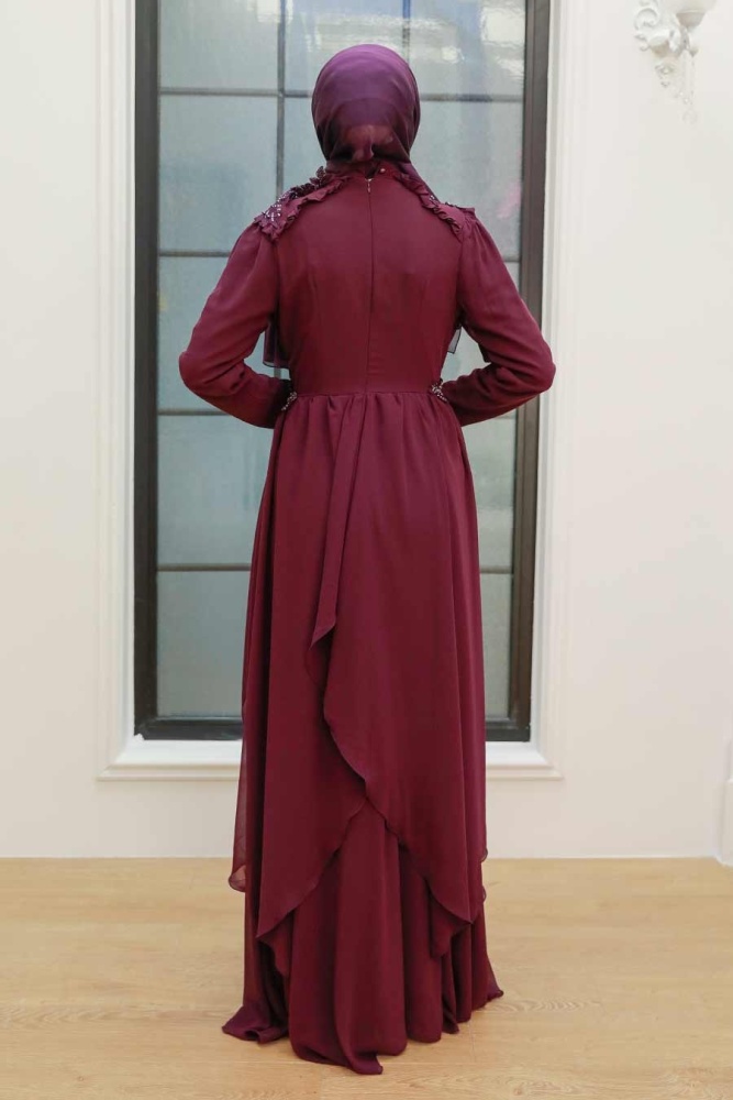 Neva Style - Stylish Plum Color Modest Prom Dress 25807MU - 2