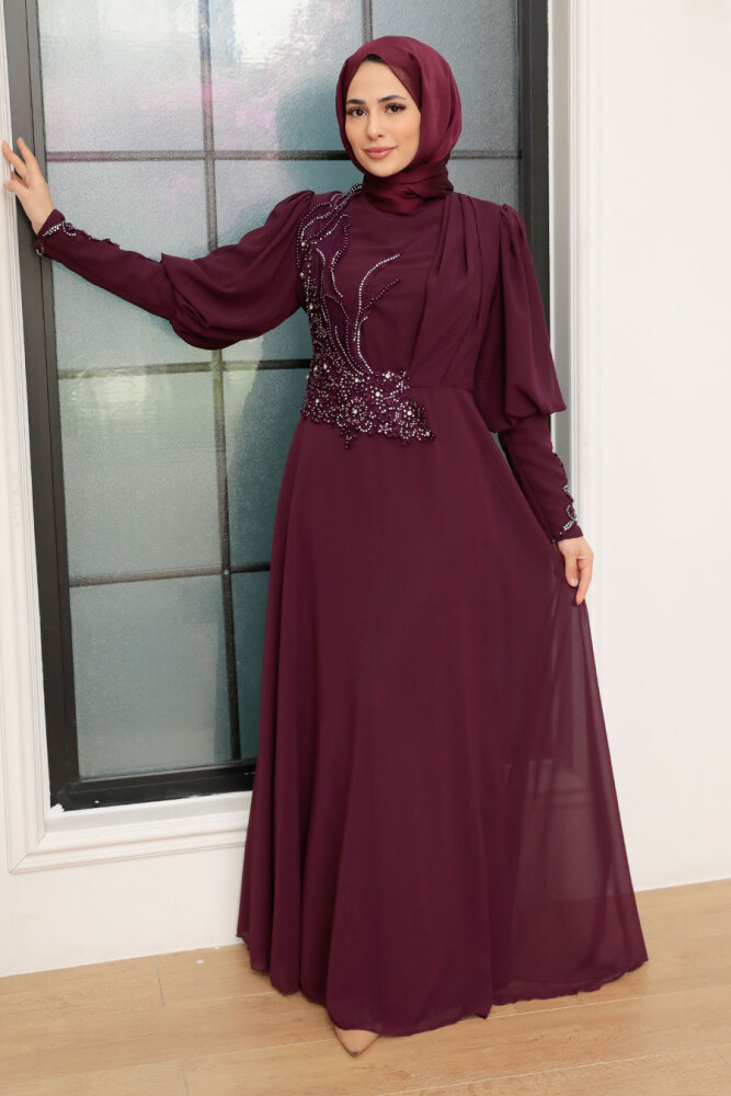Neva Style - Plum Color Turkish Modest Dress 25817MU - 1