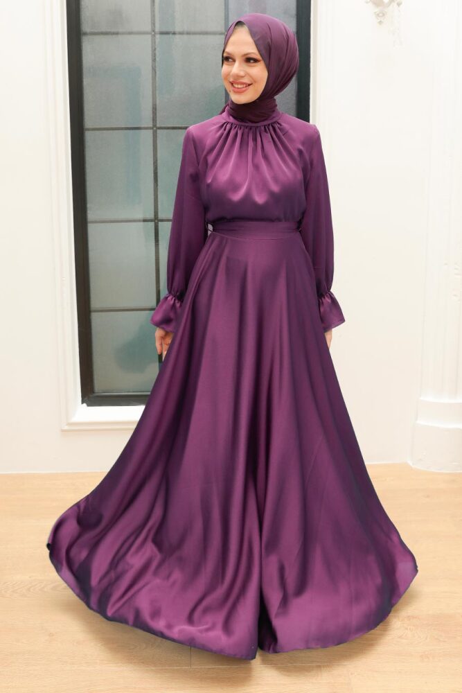 Neva Style - Long Plum Color Modest Prom Dress 3449MU - 1