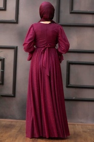 Neva Style - Plum Color Turkish Hijab Bridesmaid Dress 5367MU - Thumbnail