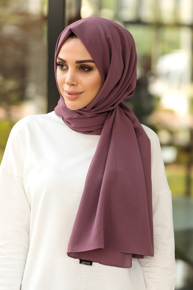 Plum Color Hijab Shawl 7550MU - 1